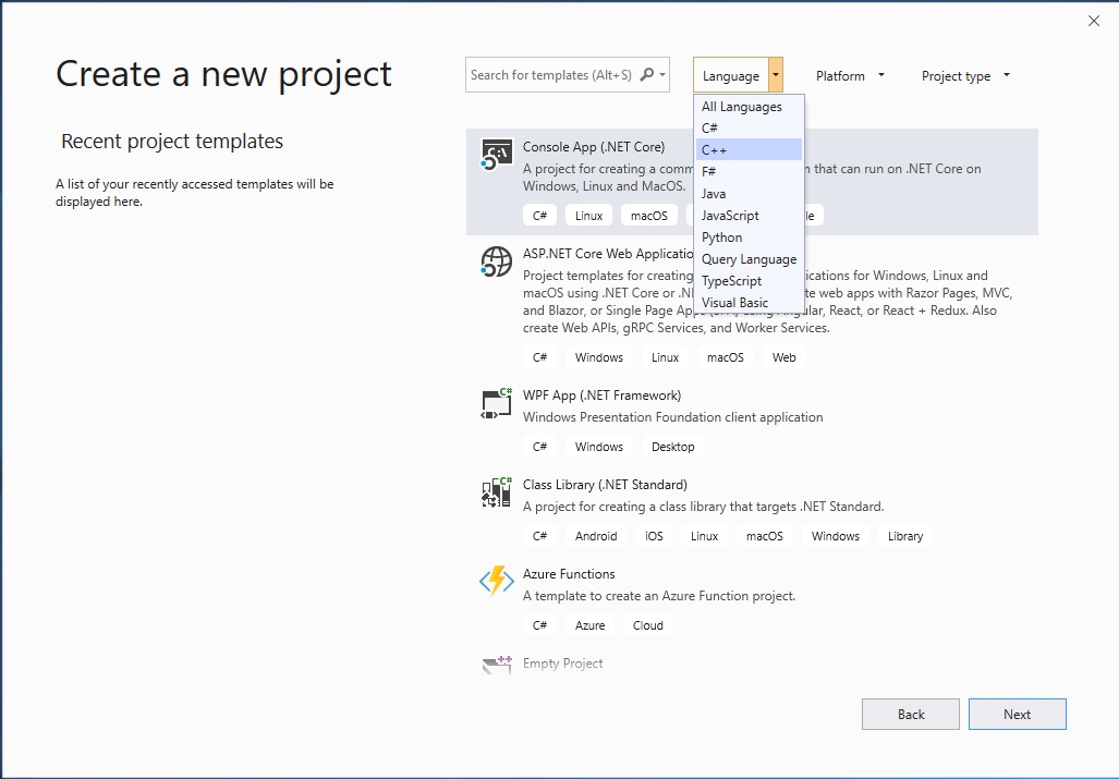 Create and configure a new project - Visual Studio (Windows)